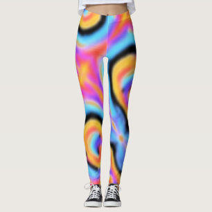 Farbenfrohe Orange Pink Blau Abstraktes Kunstmuste Leggings