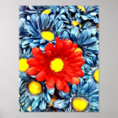 Farbenfrohe Orange Red Blue Gerber Daisies Blume Poster (Vorne)