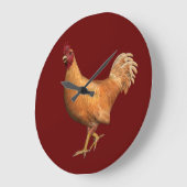 Farbenfrohe Orange Rooster Große Wanduhr (Winkel)