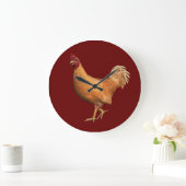 Farbenfrohe Orange Rooster Große Wanduhr (Zuhause)