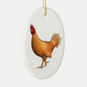 Farbenfrohe Orange Rooster Keramik Ornament (Rechts)