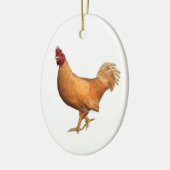 Farbenfrohe Orange Rooster Keramik Ornament (Links)