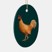 Farbenfrohe Orange Rooster Keramikornament (Rechts)