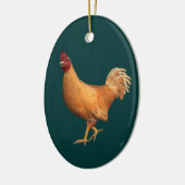 Farbenfrohe Orange Rooster Keramikornament (Links)