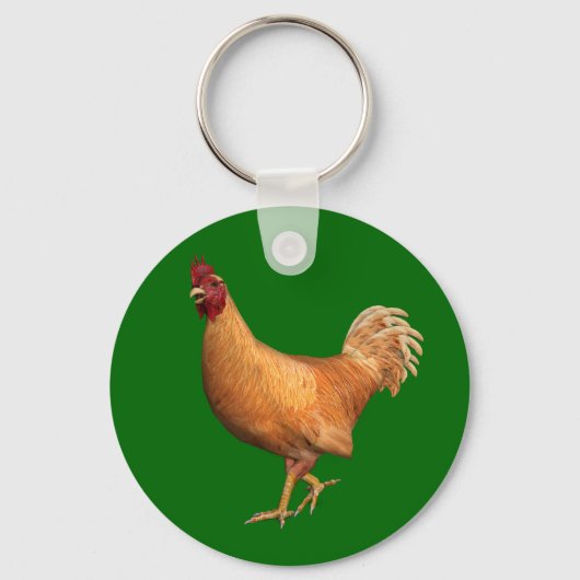 Farbenfrohe Orange Rooster Schlüsselanhänger (Vorderseite)