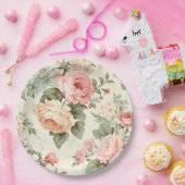 Farbenfrohe orange rosafarbene, florale Papierplat Pappteller (Party)