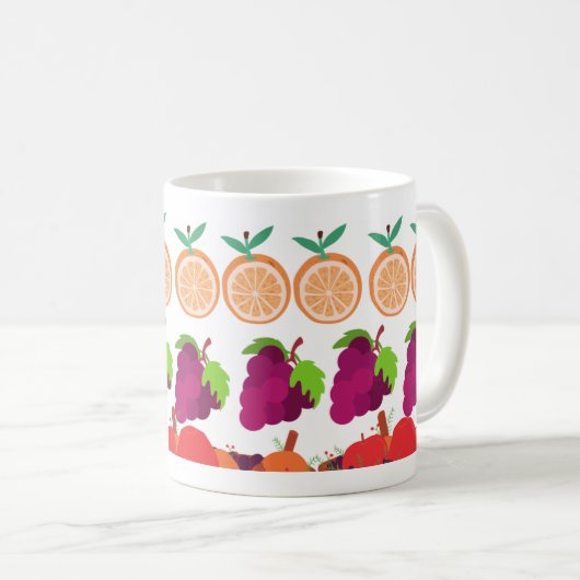 Farbenfrohe Orange & Trauben Kaffeetasse (VorderseiteRechts)