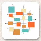 Farbenfrohe Orange und blaues geometrisches Retro Getränkeuntersetzer (Vorderseite)