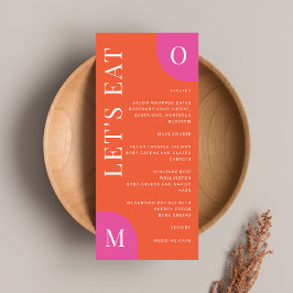 Farbenfrohe Orange und rosa Hochzeit fett helles M Menükarte