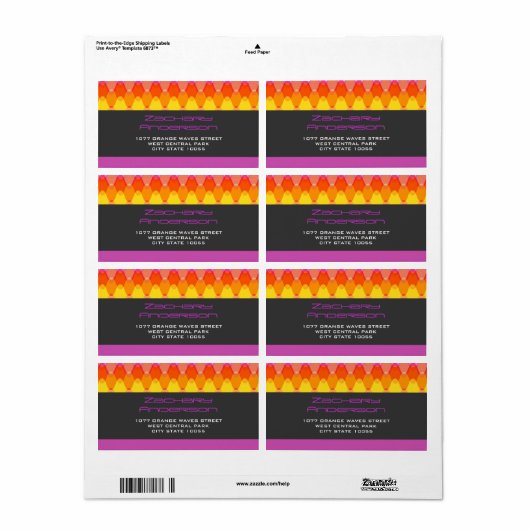 Farbenfrohe Orange Zig Zag Muster Mod Waves Adress (Vorne)