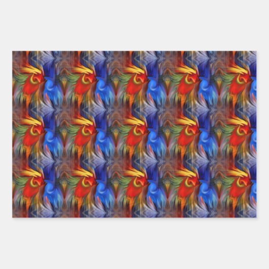 Farbenfrohe, orangefarbene, gelbe Abstrakte Kunst Geschenkpapier Set (Vorderseite)