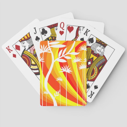 Farbenfrohe orangefarbene und gelbe klassische Spi Spielkarten (Rückseite)