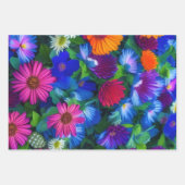 Farbenfrohe Orangen Blau- und Rote Blume Geschenkpapier Set (Vorderseite 2)