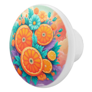 Farbenfrohe Orangen Keramikknauf