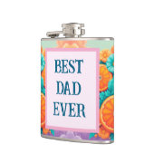 Farbenfrohe Orangen mit bester Vater je Flachmann (Links)