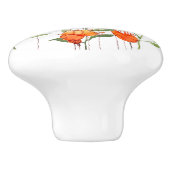 Farbenfrohe Orangen- und Rottopftiere Keramikknauf (Seitenansicht)