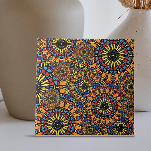 Farbenfrohe orientalische Mandalase Muster Fliese