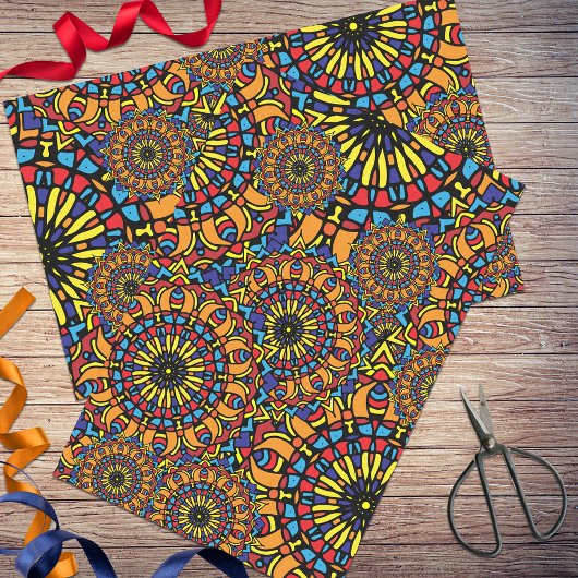 Farbenfrohe orientalische Mandalase Muster Seidenpapier