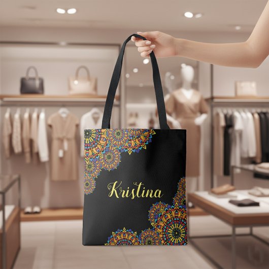Farbenfrohe orientalische Mandalase Personalisiert Tasche