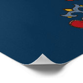 Farbenfrohe Ornament Muster Dunkles blaues Poster (Ecke)