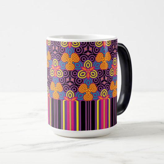 Farbenfrohe Ornament-Muster Nahtlose Pastelle Verwandlungstasse (VorderseiteRechts)