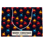 Farbenfrohe Ornamente Custom Frohe Weihnachten Große Geschenktüte (Vorderseite)