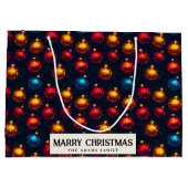 Farbenfrohe Ornamente Custom Frohe Weihnachten Große Geschenktüte (Rückseite)