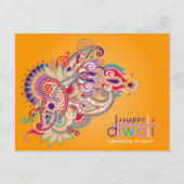 Farbenfrohe Ornamente Happy Diwali Postkarte (Vorderseite)