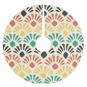 Farbenfrohe Ornamentsformen: Hell Vintage Polyester Weihnachtsbaumdecke