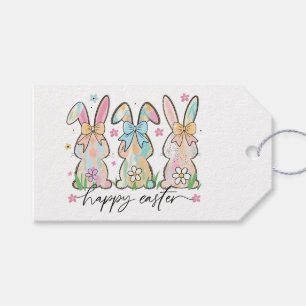 Farbenfrohe OsterBunnien mit Bögen Geschenkanhänger