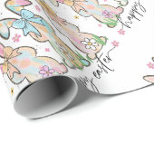 Farbenfrohe OsterBunnien mit Bögen Geschenkpapier (Rolleneckpunkt)