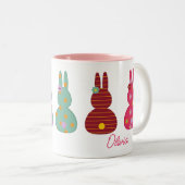 Farbenfrohe OsterBunnien mit Namen Tasse (VorderseiteRechts)