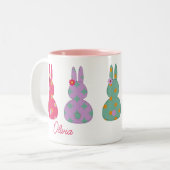 Farbenfrohe OsterBunnien mit Namen Tasse (Vorderseite Links)