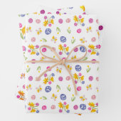Farbenfrohe Osterdoodle-Eier und -Affodien Geschenkpapier Set (Beispiel)