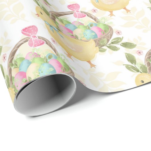 Farbenfrohe Ostereier Baby Hühner Blume Geschenkpapier (Rolleneckpunkt)