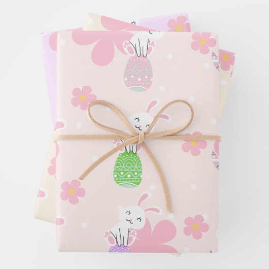 Farbenfrohe Ostereier-Blume Muster Geschenkpapier Set (Beispiel)