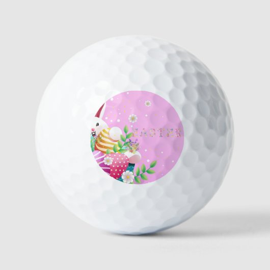 Farbenfrohe Ostereier Bunny Floral Ostern Text Golfball (Vorderseite)