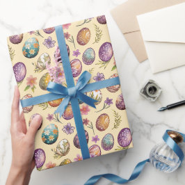 Farbenfrohe Ostereier Frühlingspastel Blumenmuster Geschenkpapier