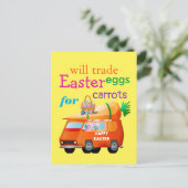 Farbenfrohe Ostereier für Carrots Bunny Bus Postkarte (Stehend Vorderseite)