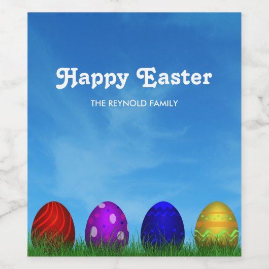 Farbenfrohe Ostereier Grass Sky Weinetikett (Einzelnes Label)