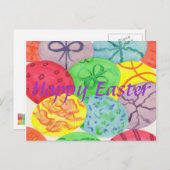 Farbenfrohe Ostereier Happy Oster Postkarten (Vorne/Hinten)