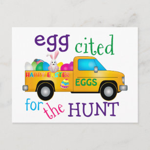 Farbenfrohe Ostereier Hunt Bunny Truck Postkarte