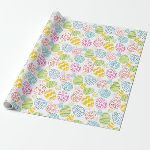 Farbenfrohe Ostereier Illustration Happy Oaster Geschenkpapier