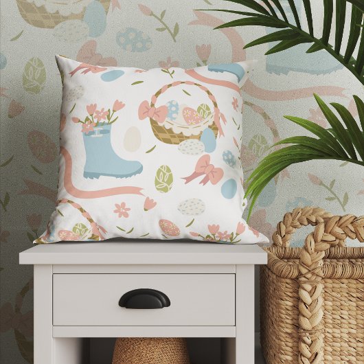 Farbenfrohe Ostereier im Frühlingssaal Kissen