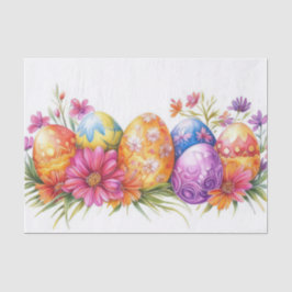 Farbenfrohe Ostereier mit Blume Seidenpapier