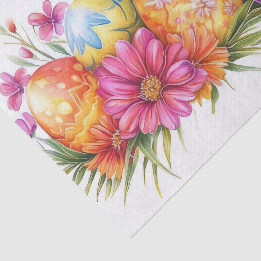 Farbenfrohe Ostereier mit Blume Seidenpapier (Ausschnitt)