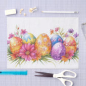 Farbenfrohe Ostereier mit Blume Seidenpapier (Handwerk)