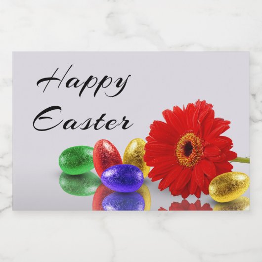 Farbenfrohe Ostereier mit Gerbera Lebensmitteletikett (Einzelnes Label)