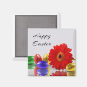 Farbenfrohe Ostereier mit Gerbera Magnet (Vorderseite/Rückseite)