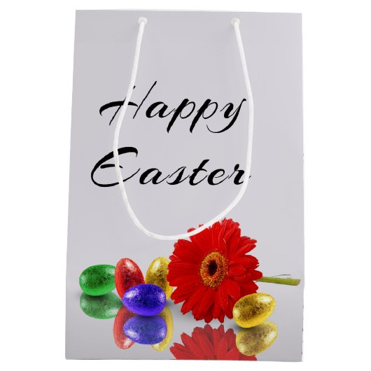 Farbenfrohe Ostereier mit Gerbera Mittlere Geschenktüte